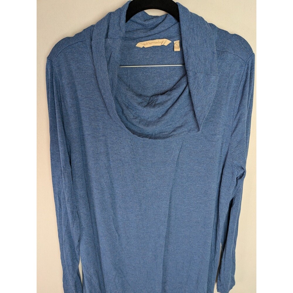Soft Surroundings Shirt Womens L Wrap Around Asymmetrical Cut Cowl Neck Tunic - Picture 3 of 12